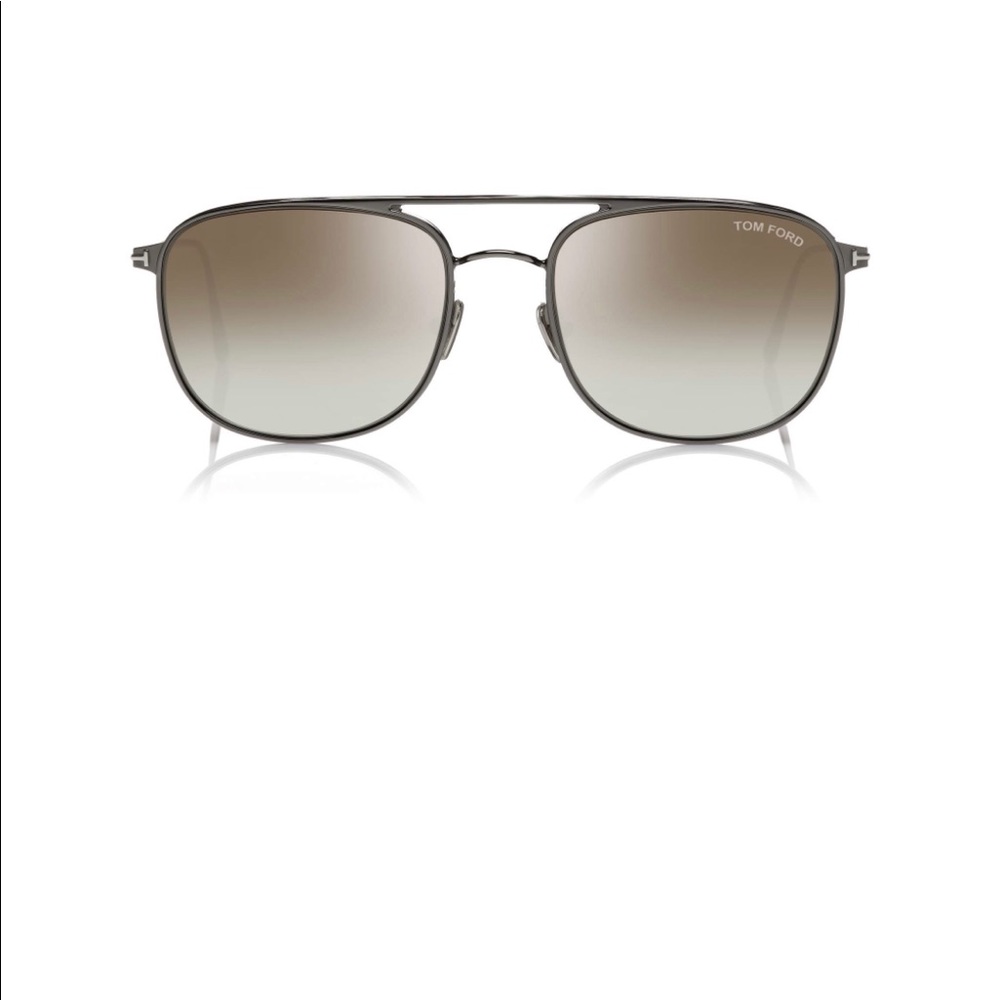 Tom Ford Jake sunglasses. Shiny metal style with metal T temple decoration.